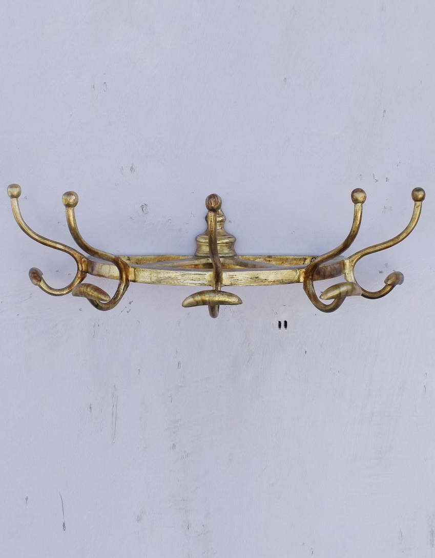 Antique Gold Aluminium Traditional Wall Hung Coat Rack