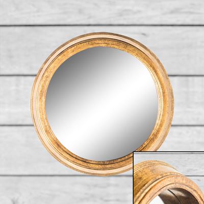 Small Gold Round Metal Wall Mirror