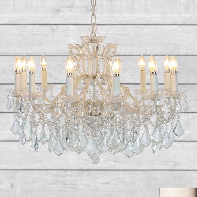 12 Branch Shallow Antique Le White Chandelier